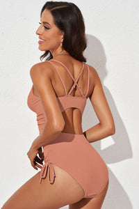 Thumbnail for Tied Cutout Plunge One-Piece Swimsuit