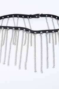 Thumbnail for Fringed Chain PU Leather Belt