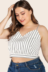 Thumbnail for Plus Size Striped Tie-Back Cropped Cami