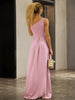 One-Shoulder Belted Front Split Dress