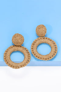Round Shape Raffia Grass Dangle Earrings