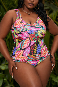 Thumbnail for Plus Size Printed Tied Sleeveless One-Piece Swimsuit