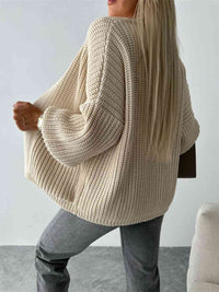 Thumbnail for Open Front Dropped Shoulder Cardigan