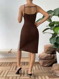 Thumbnail for Leopard Color Block Cutout Sleeveless Knee-Length Dress