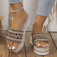 Thumbnail for Geometric Weave Platform Sandals