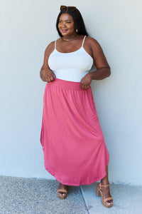 Thumbnail for Doublju Comfort Princess Full Size High Waist Scoop Hem Maxi Skirt in Hot Pink