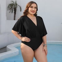 Thumbnail for Plus Size Ruched Surplice Neck One-Piece Swimsuit
