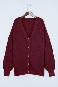 Thumbnail for Plus Size Cable-Knit Button Up Sweater