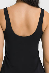 Thumbnail for Square Neck Sports Tank Dress with Full Coverage Bottoms