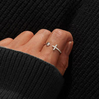 Thumbnail for Heart Shape Cross Inlaid Zircon Open Ring