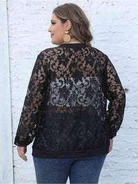 Thumbnail for Plus Size Lace Open Front Cardigan