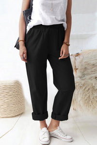 Thumbnail for Paperbag Waist Pull-On Pants with Pockets