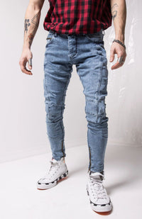 Thumbnail for Men's Ankle Zipper Skinny Fit Jeans