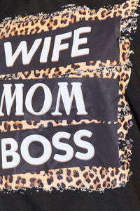 Thumbnail for Simply Love WIFE MOM BOSS Leopard Graphic T-Shirt