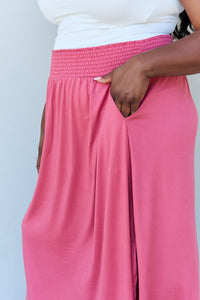 Thumbnail for Doublju Comfort Princess Full Size High Waist Scoop Hem Maxi Skirt in Hot Pink