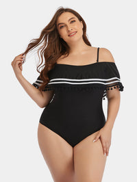 Thumbnail for Plus Size Striped Cold-Shoulder One-Piece Swimsuit