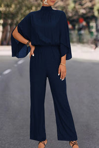 Thumbnail for Tie Back Mock Neck Split Sleeve Jumpsuit