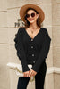 Puff Sleeve V-Neck Fuzzy Cardigan