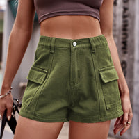 Thumbnail for High-Waist Denim Shorts with Pockets