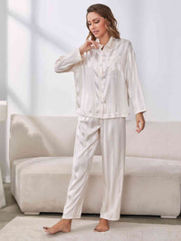 Thumbnail for Button-Up Shirt and Pants Pajama Set