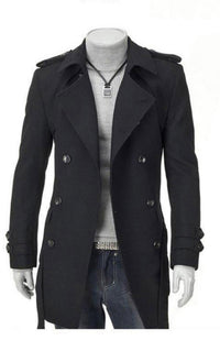 Thumbnail for Men's Double Breasted Jacket Slim Long Trench Coat