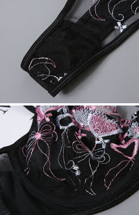 Thumbnail for Crisscross Heart Embroidered Lingerie Set
