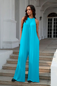 Thumbnail for Double Take Full Size Tie Back Cutout Sleeveless Jumpsuit