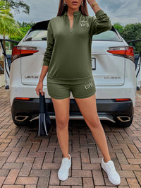 Thumbnail for BE KIND Graphic Quarter-Zip Sweatshirt and Shorts Set