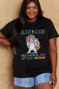 Thumbnail for Simply Love Full Size AUNTICORN LIKE A NORMAL AUNT BUT MORE AWESOME Graphic Cotton Tee
