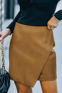 Thumbnail for Asymmetrical PU Leather Mini Skirt