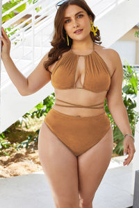 Thumbnail for Plus Size Cutout Tied Backless Bikini Set