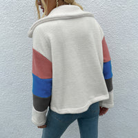 Thumbnail for Color Block Button Down Collared Jacket