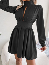 Thumbnail for Cutout Turtleneck A-Line Mini Dress