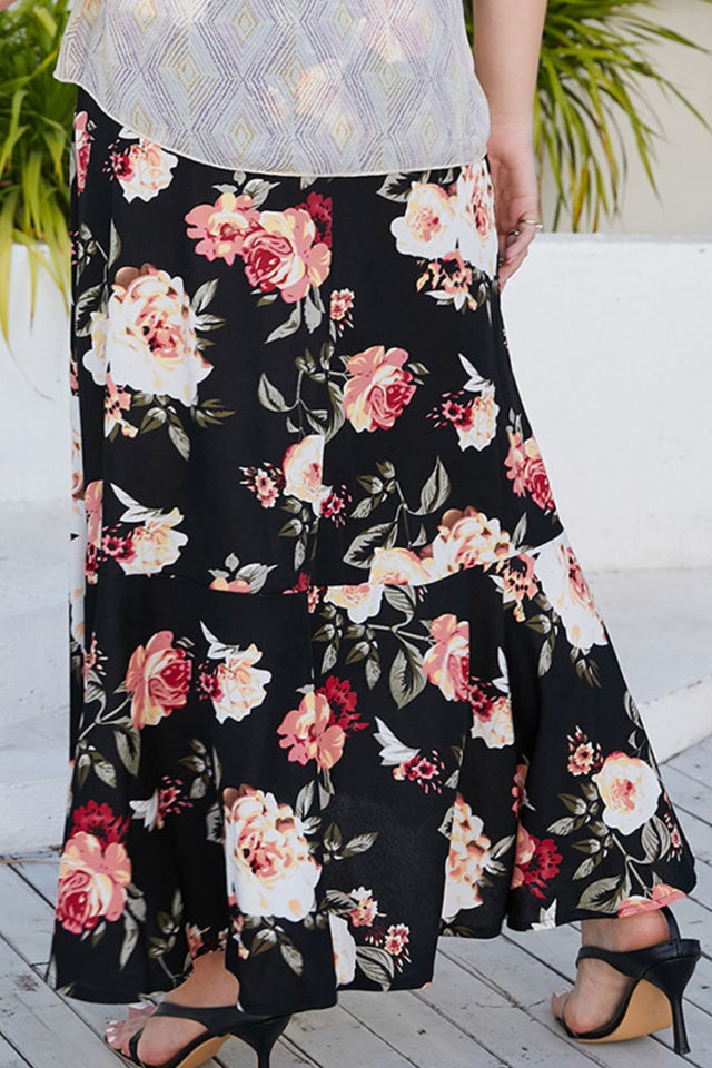 Plus Size Floral High-Rise Skirt