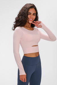 Thumbnail for Long Sleeve Cropped Top With Sports Strap