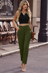 Thumbnail for Ankle-Length Straight Leg Pants with Pockets