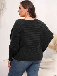 Thumbnail for Full Size Boat Neck Batwing Sleeve Sweater