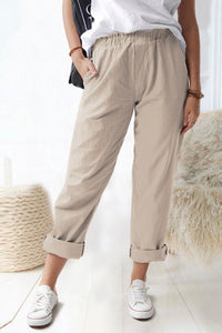 Thumbnail for Paperbag Waist Pull-On Pants with Pockets