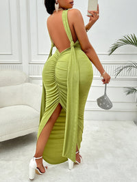 Thumbnail for Plus Size Backless Ruched Dress