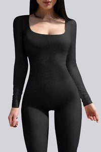 Thumbnail for Square Neck Long Sleeve Active Jumpsuit