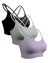 Thumbnail for Women's  Lace-Up Backless Padded Sports Bra Multi-Set