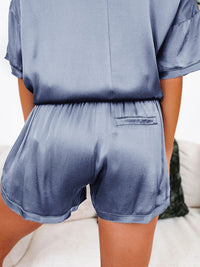 Thumbnail for Satin Pajama Shorts ans Short Sleeve Top Set