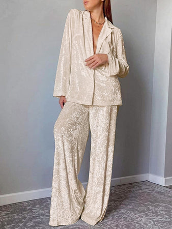 Velour Long Sleeve Pajama Set