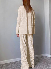Thumbnail for Velour Long Sleeve Pajama Set