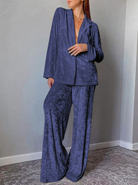 Thumbnail for Velour Long Sleeve Pajama Set