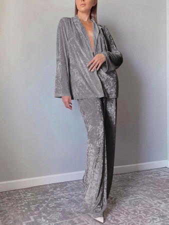 Velour Long Sleeve Pajama Set