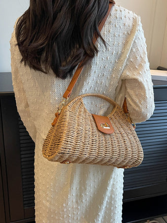 Convertable Straw Tote Bag