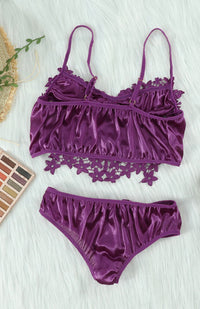 Thumbnail for Spaghetti Strap Crochet Lace Hollow Out Lingerie Set