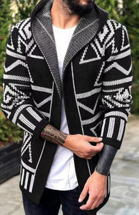 Thumbnail for Men's Long Jacquard Knitwear Cardigan Sweater