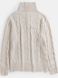 Thumbnail for Standing Collar Long-Sleeved Pullover Sweater